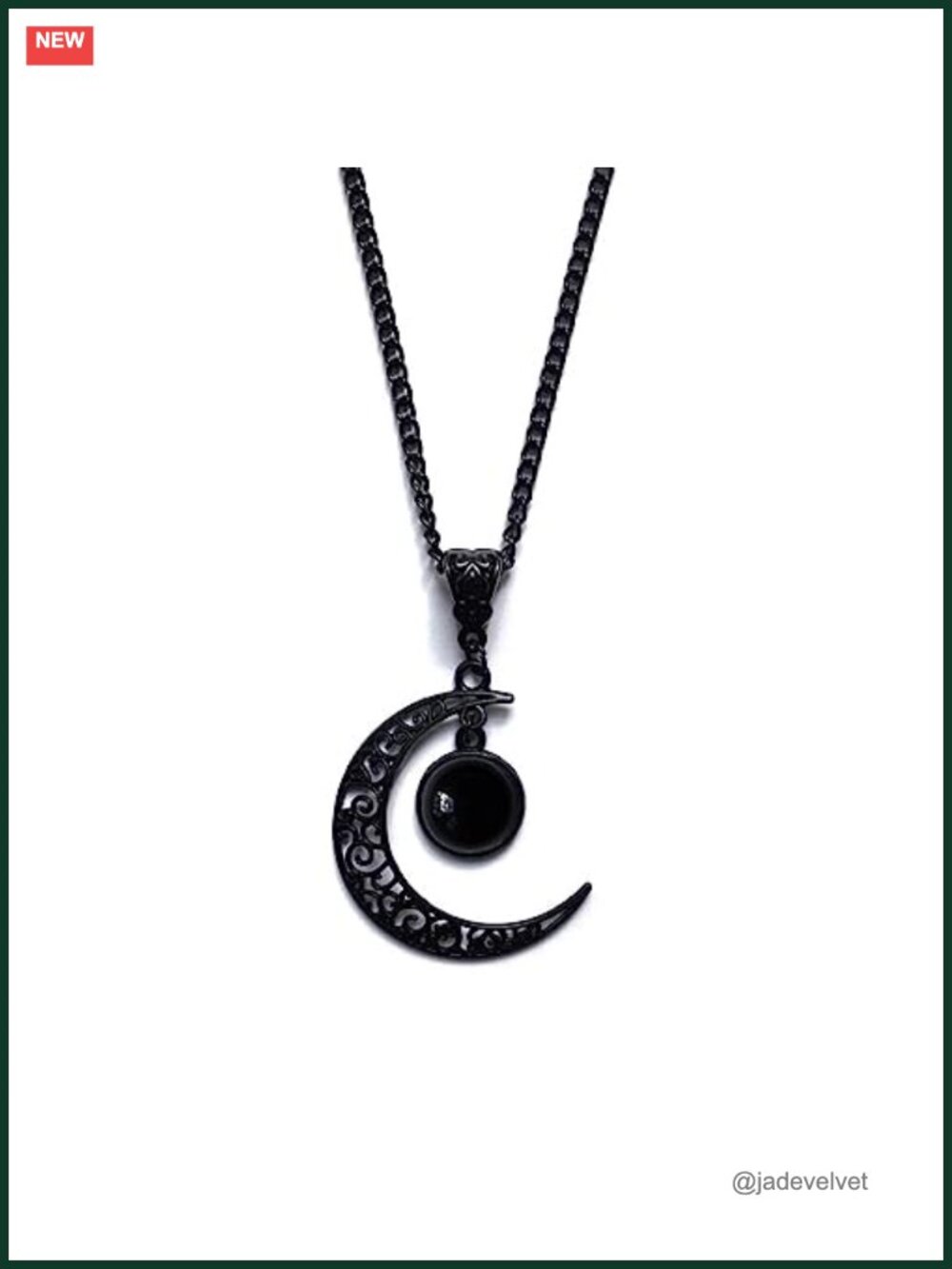 Gothic Moon Crystal Pendant Necklace Punk Style Alloy Jewelry Gift for Women
